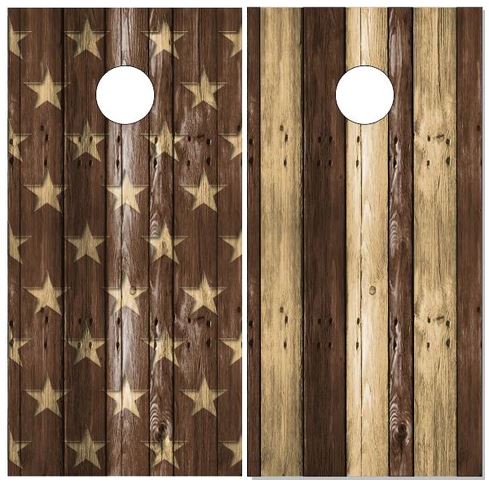 Stars & Bars Wood Plank Cornhole Boards