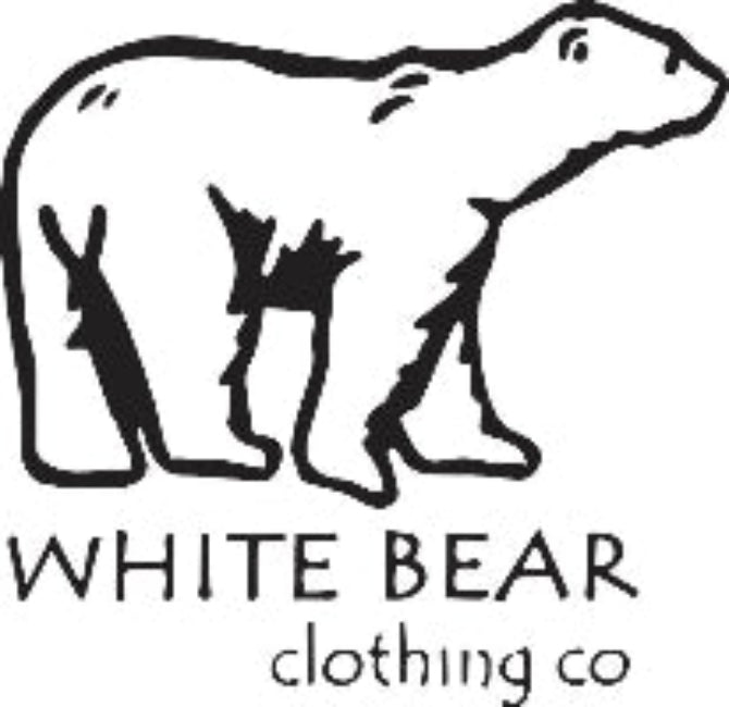Logo of White Bear Clothing Co with a black bear illustration on a white background